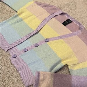 Pastel Striped Cardigan Sweater